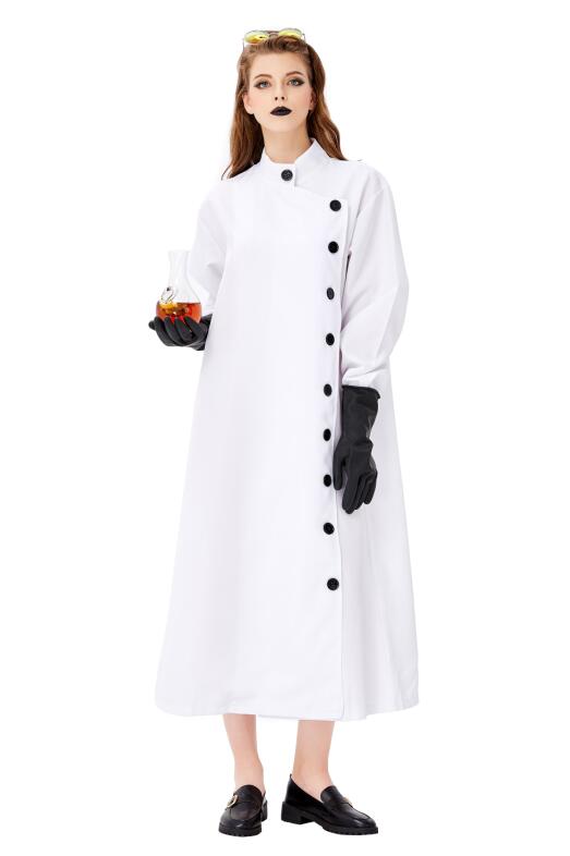 F1937 3pcs Unisex Crazy Scientist White Long Robe Halloween Cosplay Costume